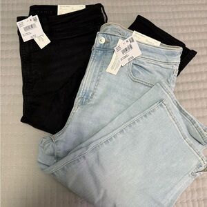 American Eagle Outfitters Women's Capri Jeans - Light Blue & Black